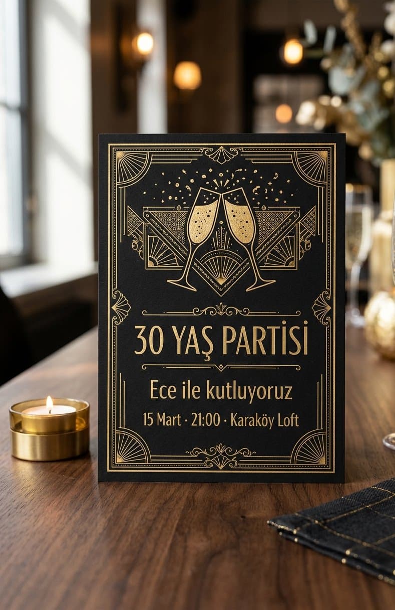 Şık Yetişkin Doğum Günü Partisi Davetiyesi