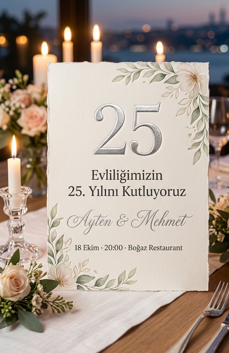Evlilik Yıl Dönümü Kutlaması Davetiyesi