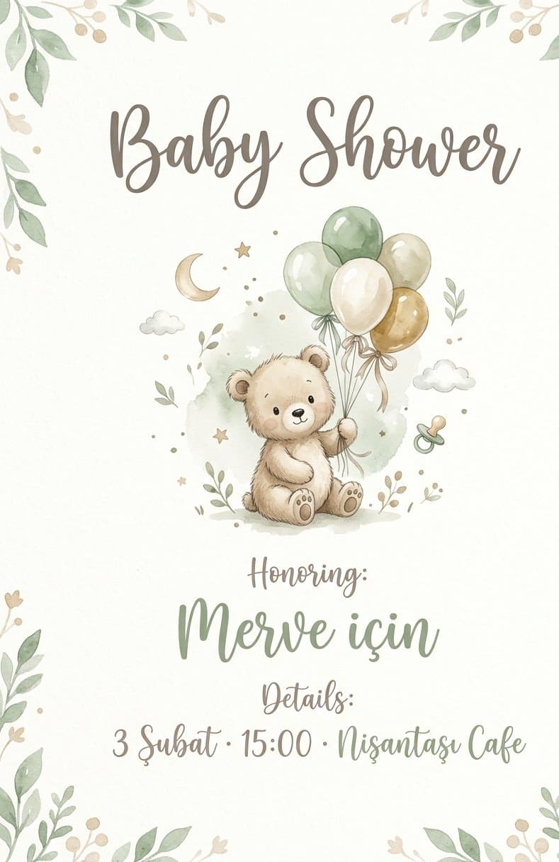 Baby Shower Davetiyesi