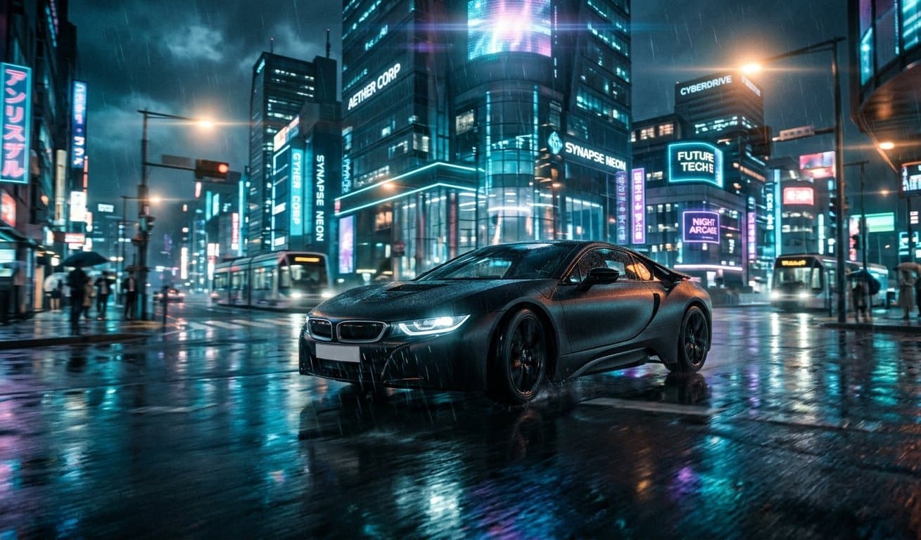 Neon Gece Araba Reklamı