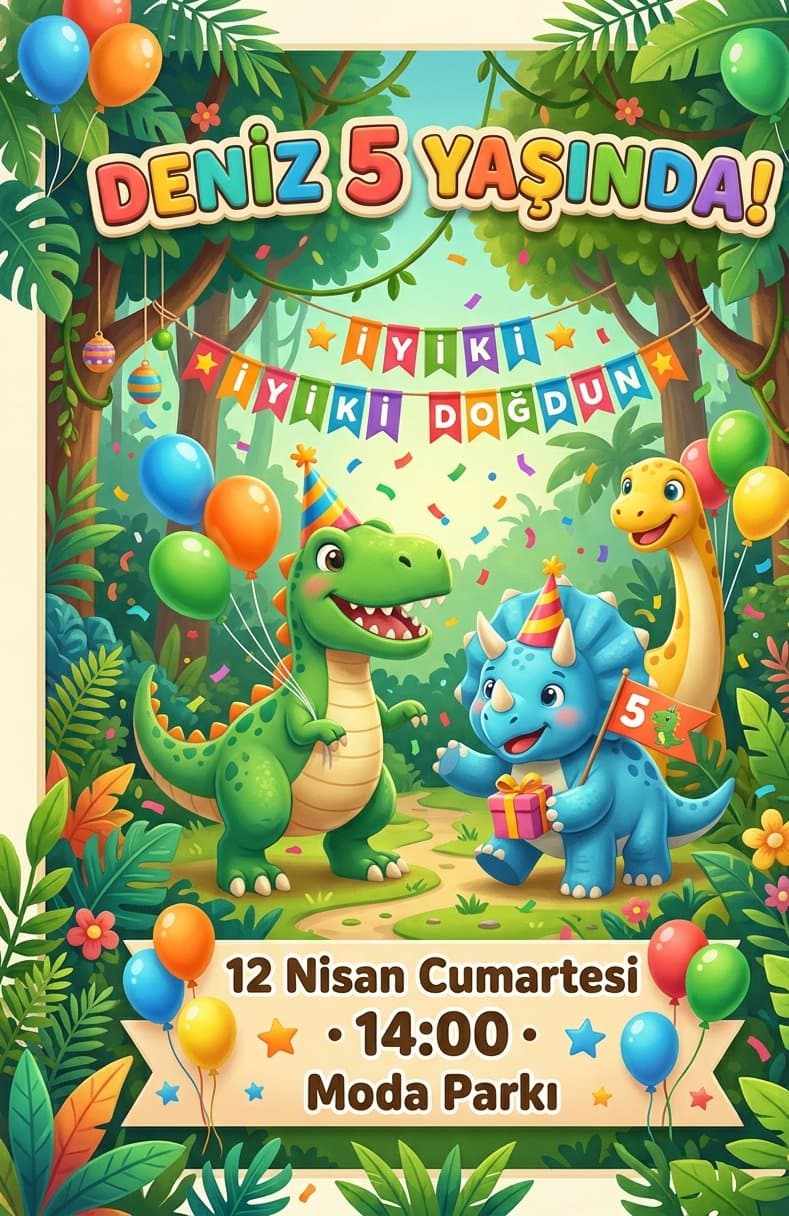 Temalı Çocuk Doğum Günü Davetiyesi